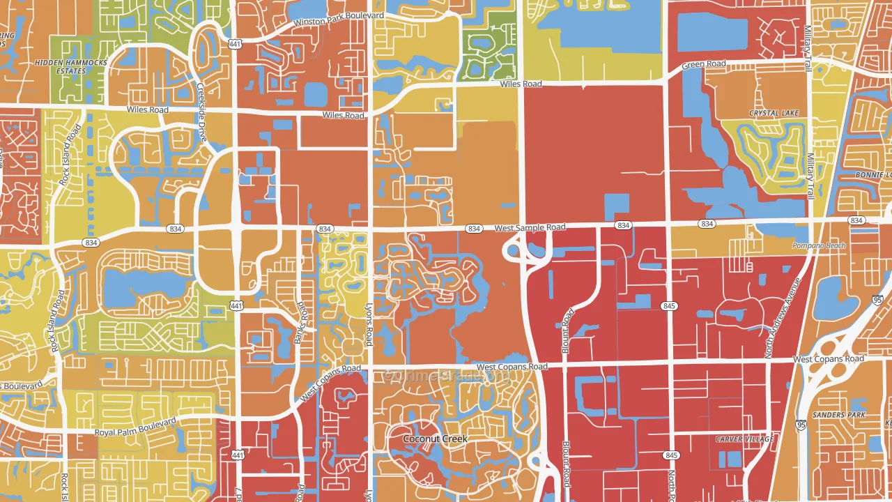 Lyons Tradewinds Park, Coconut Creek, FL Map of Vandalism Rates