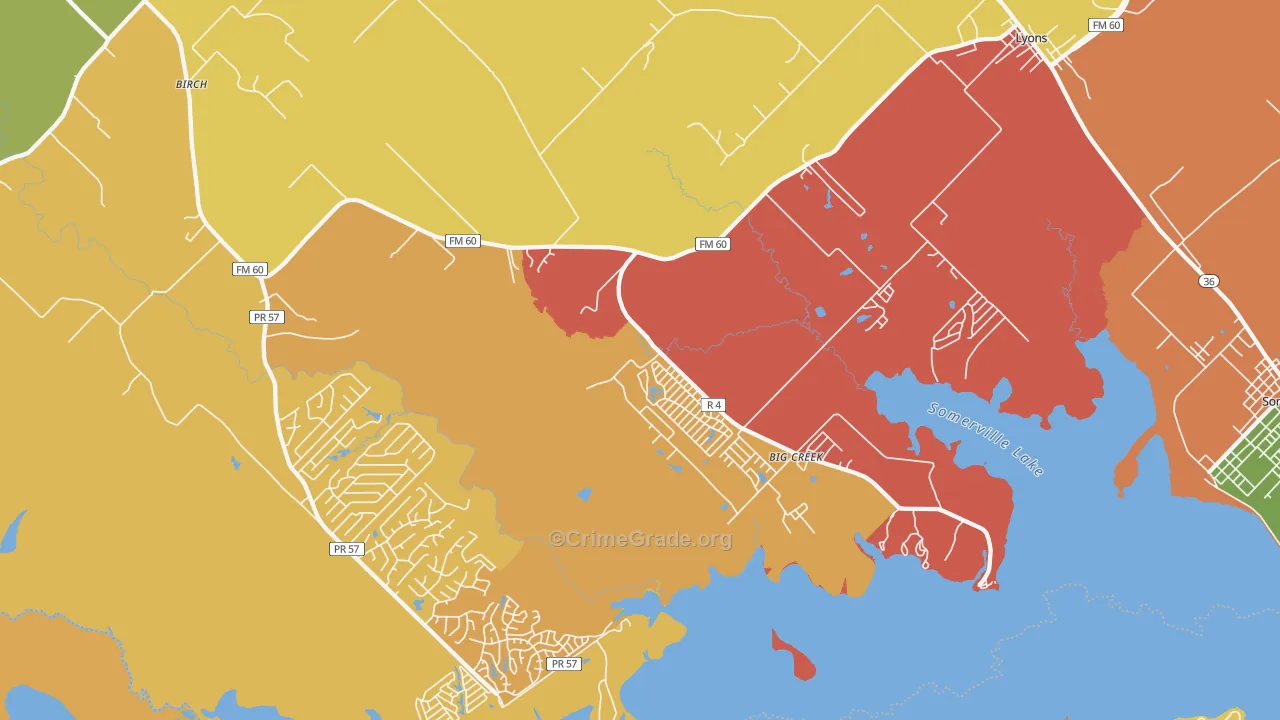Lyons, TX Map of Vandalism Rates