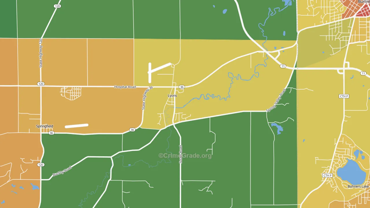 Lyons, WI Map of Vandalism Rates