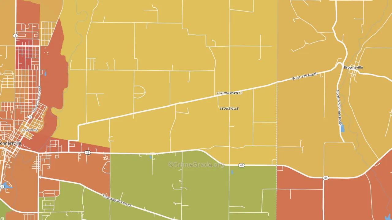 Lyonsville, IN Map of Vandalism Rates
