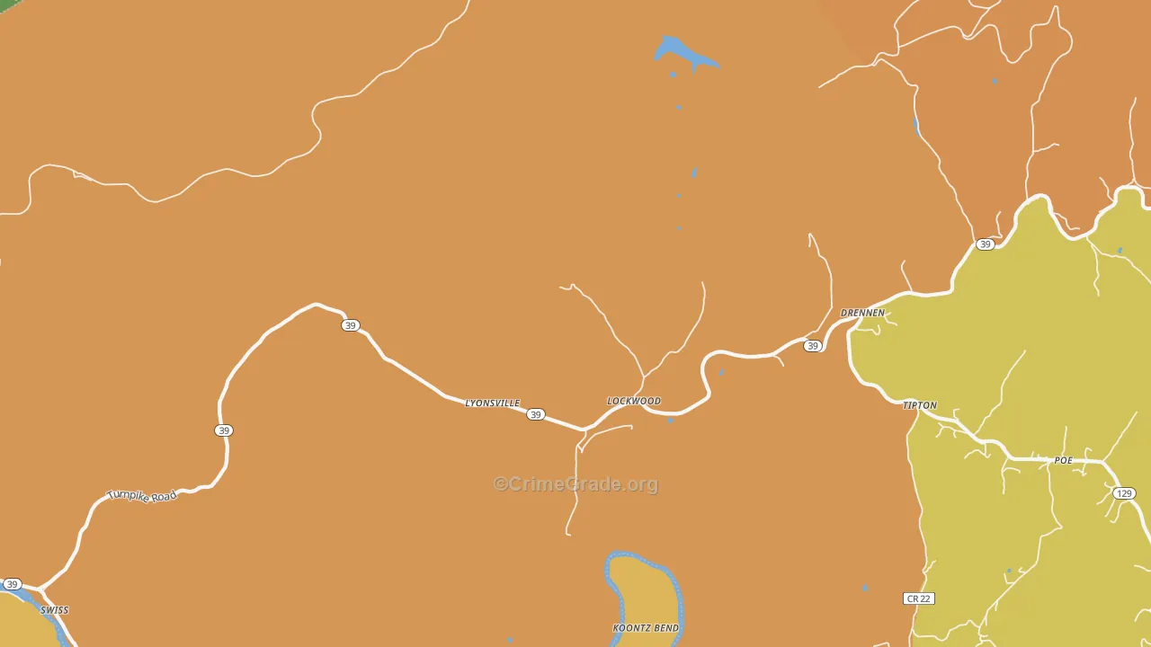 Lyonsville, WV Map of Vandalism Rates