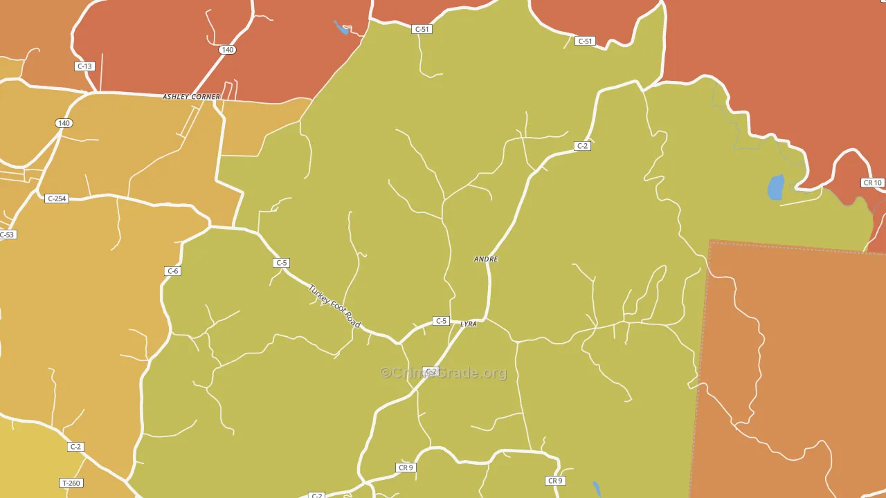 Lyra, OH Map of Vandalism Rates
