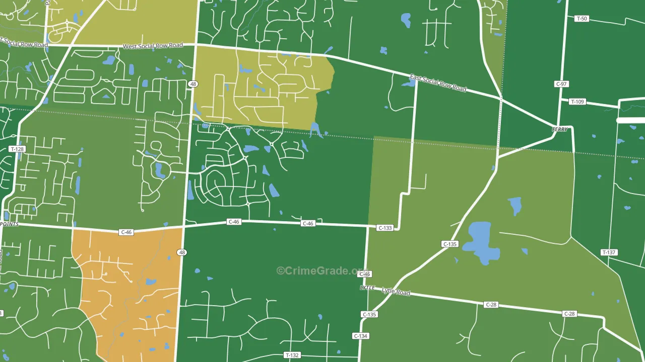 Lytle, OH Map of Vandalism Rates