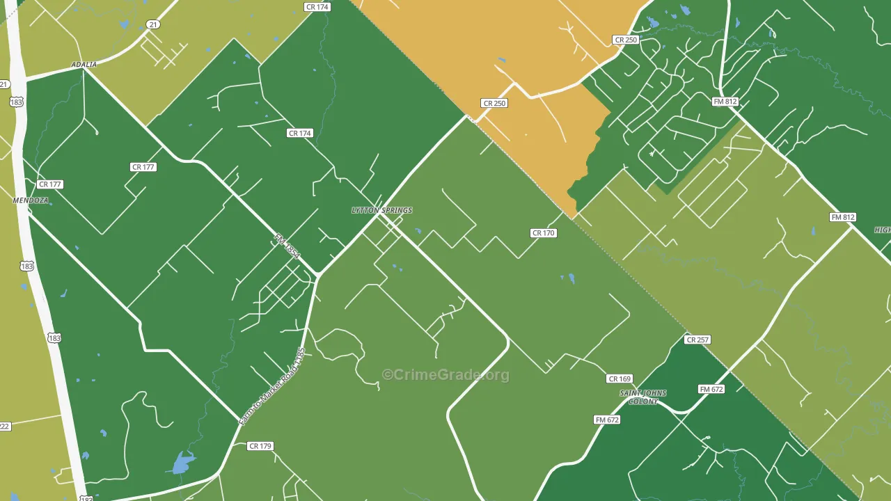 Lytton Springs, TX Map of Vandalism Rates