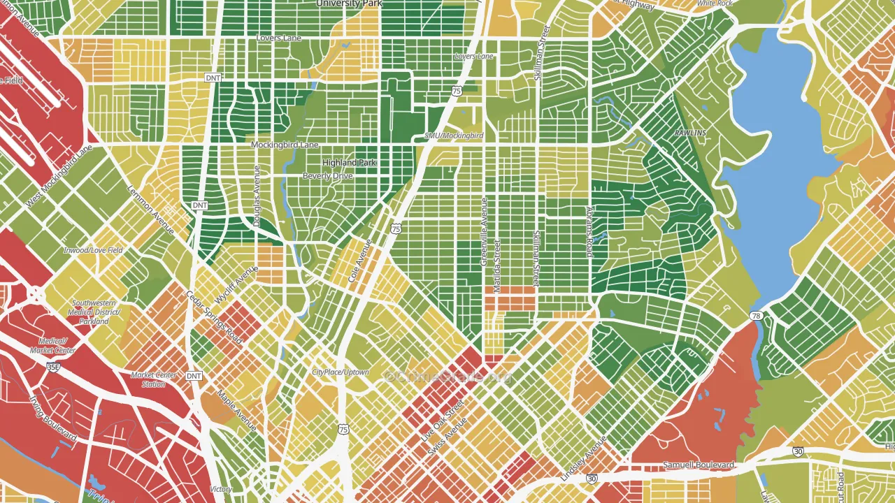 M Streets, Dallas, TX Map of Vandalism Rates