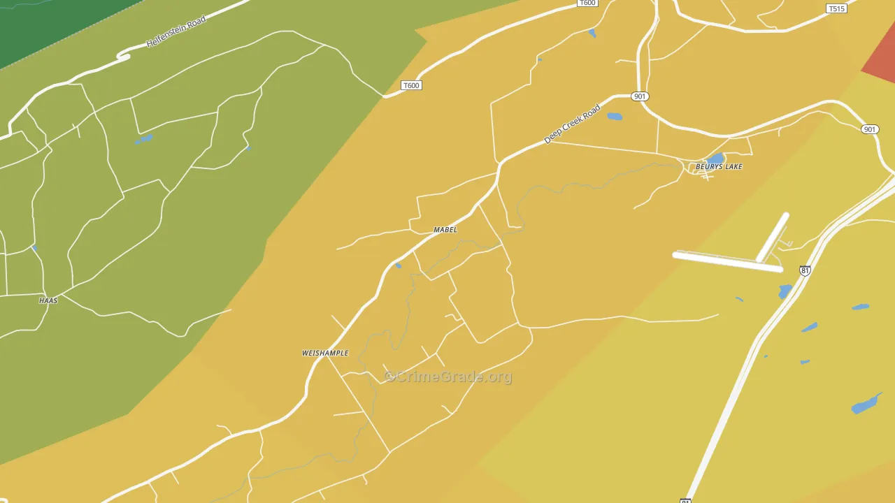 Mabel, PA Map of Vandalism Rates