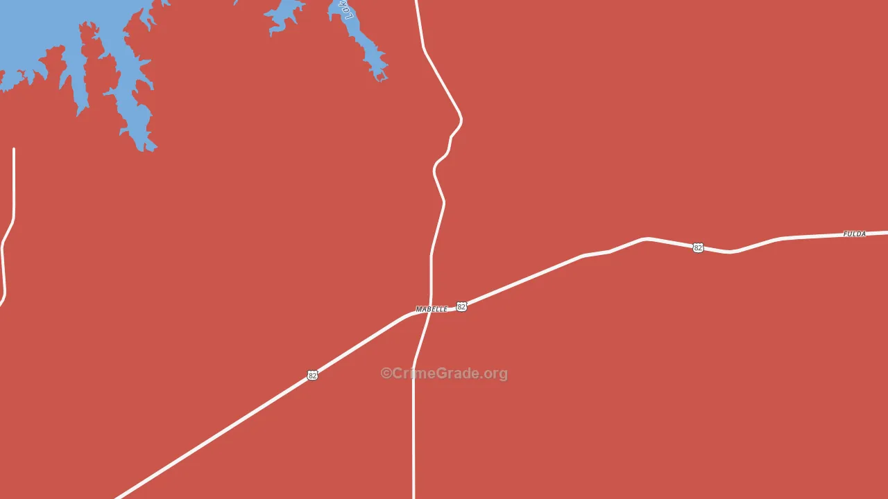 Mabelle, TX Map of Vandalism Rates