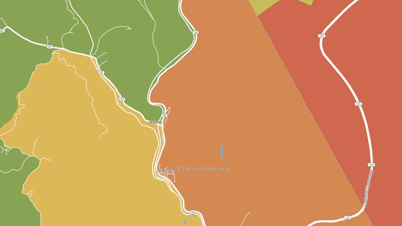 Maben, WV Map of Vandalism Rates