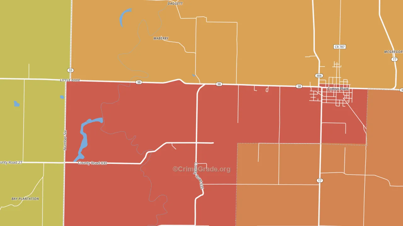 Maberry, AR Map of Vandalism Rates