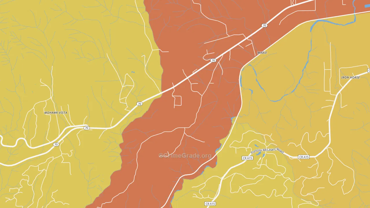 Mabie, CA Map of Vandalism Rates