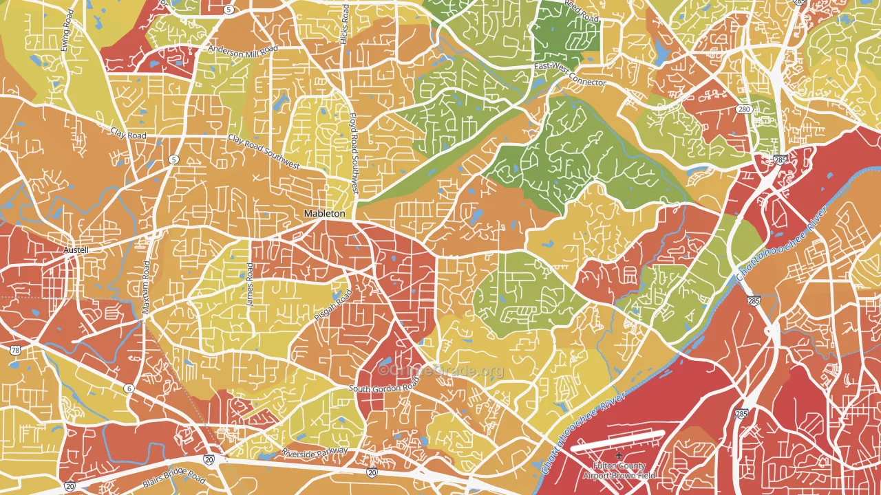 Mableton, GA Map of Vandalism Rates