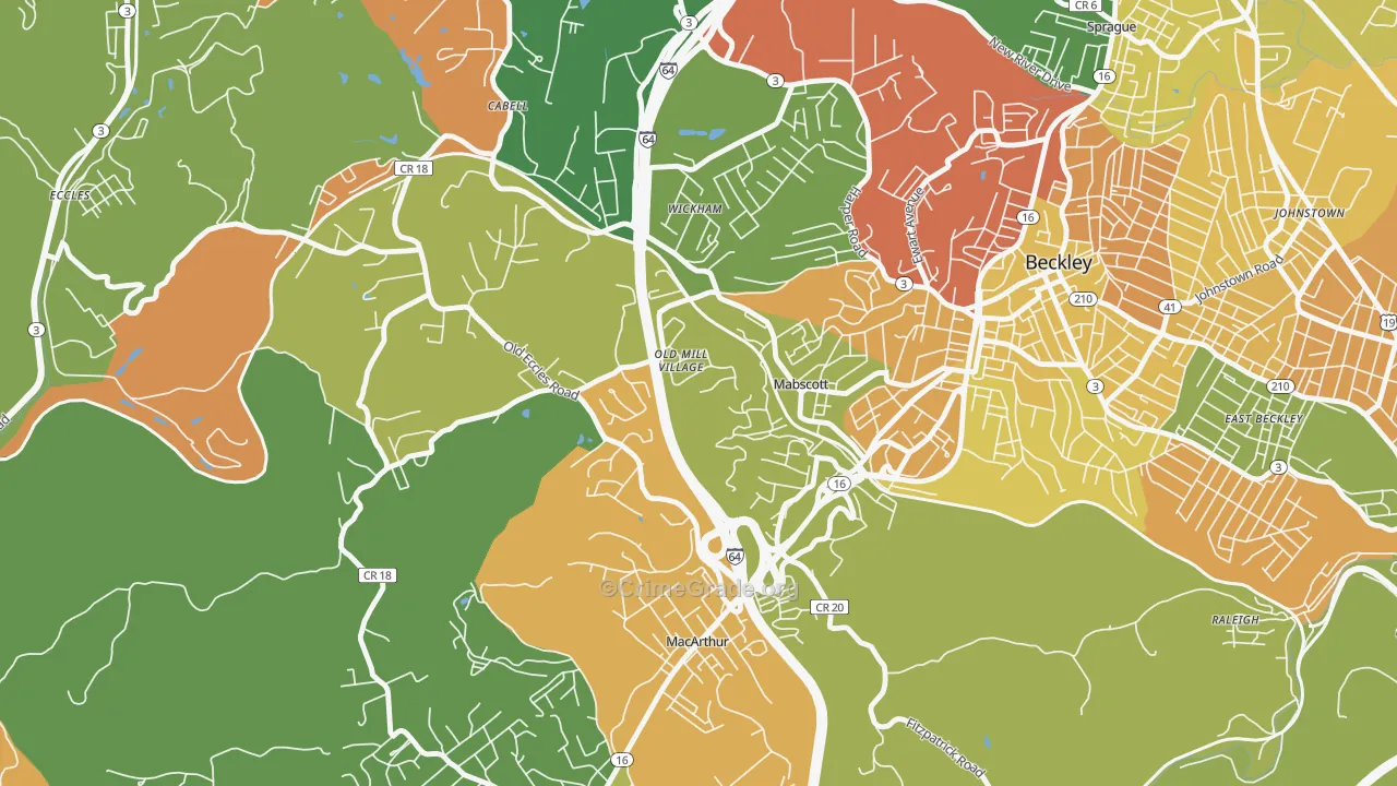 Mabscott, WV Map of Vandalism Rates