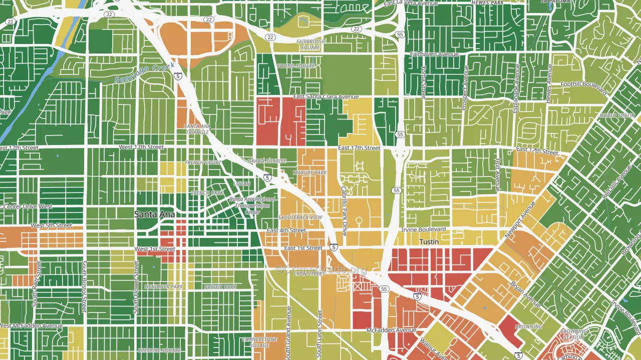 Mabury Park, Santa Ana, CA Map of Vandalism Rates