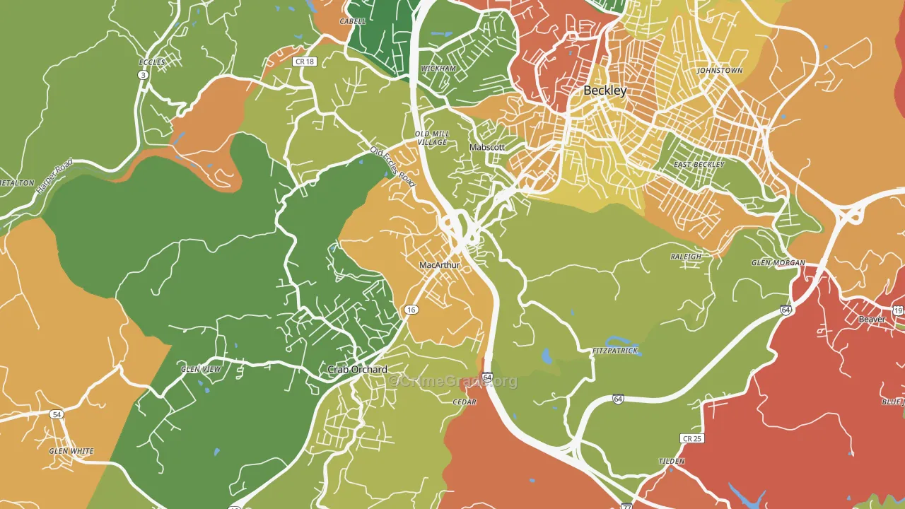MaCarthur, WV Map of Vandalism Rates