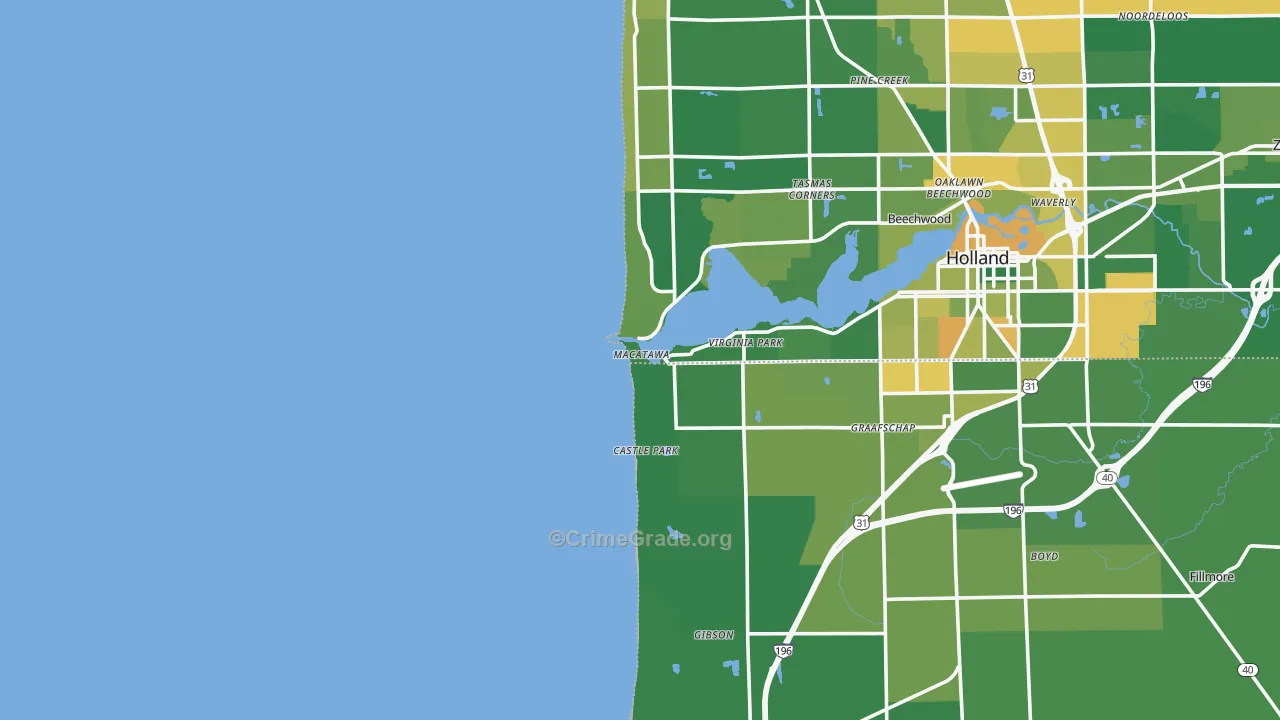Macatawa, MI Map of Vandalism Rates