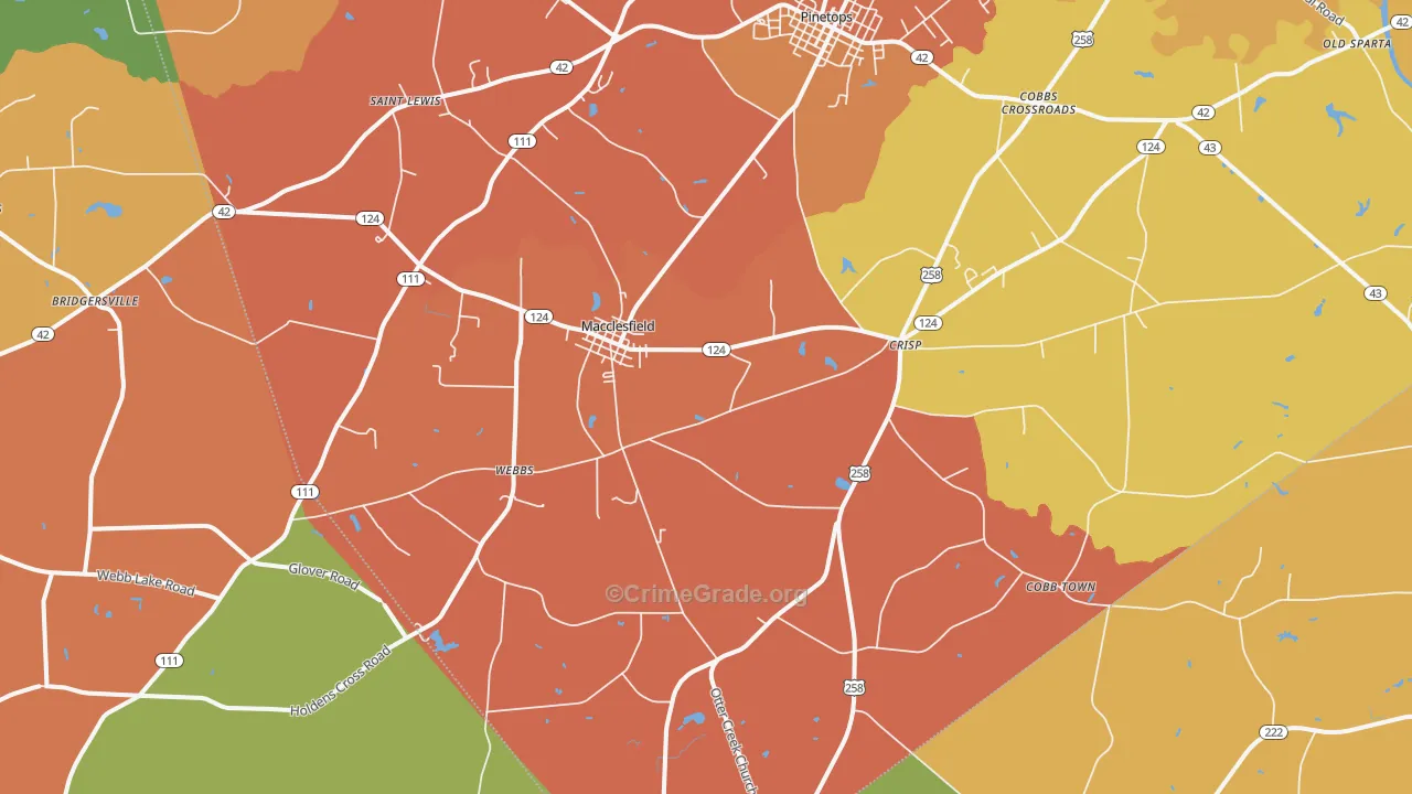 Macclesfield, NC Map of Vandalism Rates