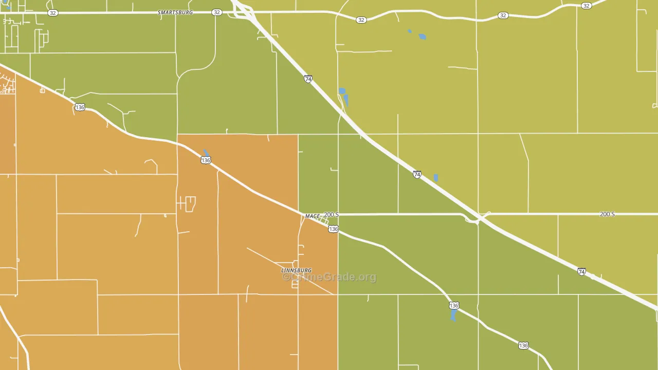 Mace, IN Map of Vandalism Rates