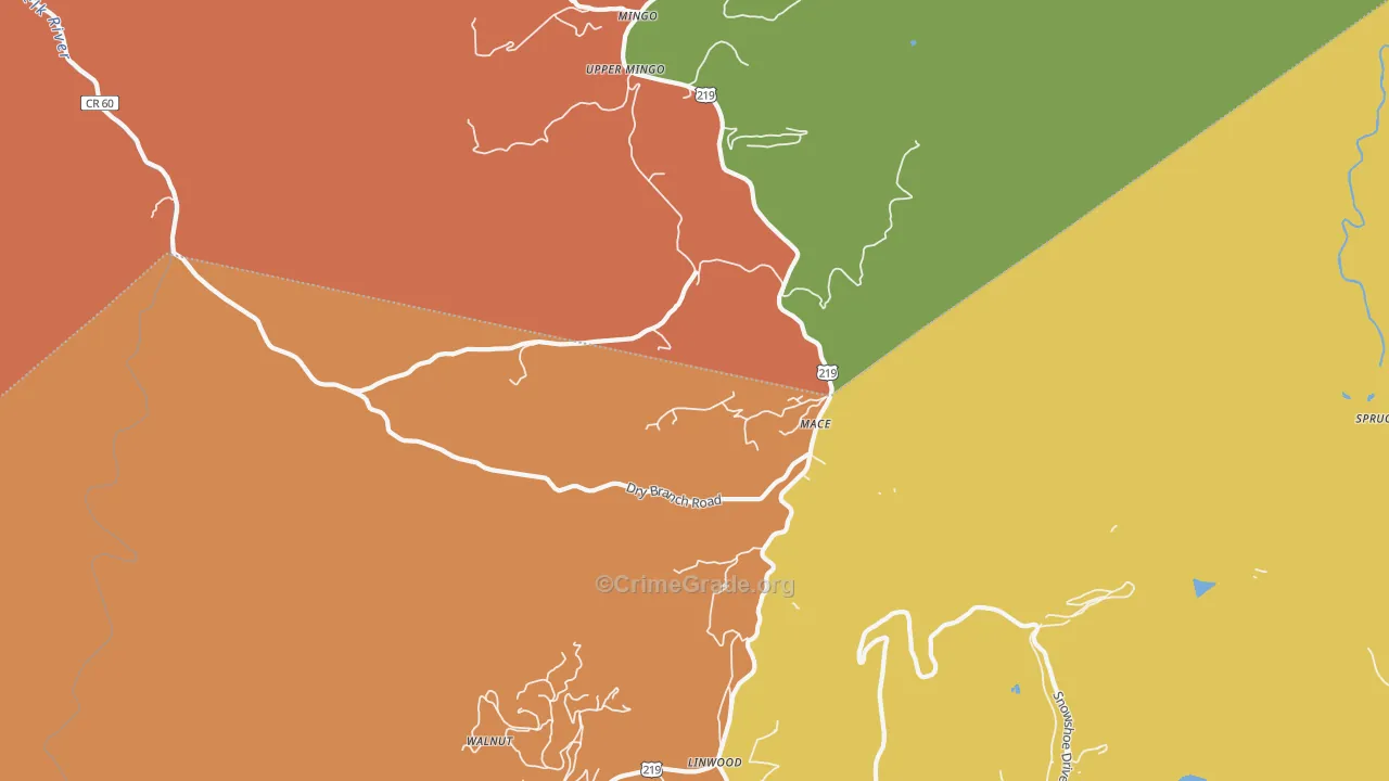 Mace, WV Map of Vandalism Rates