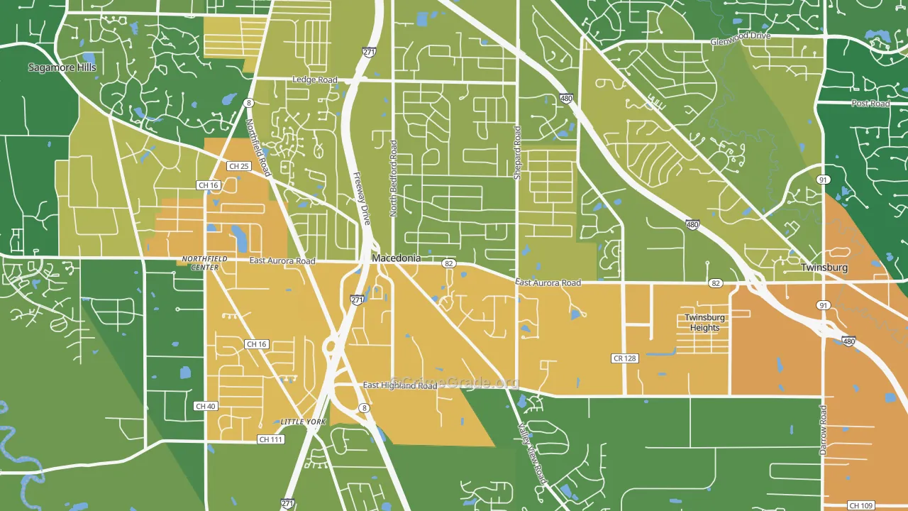 Macedonia, OH Map of Vandalism Rates