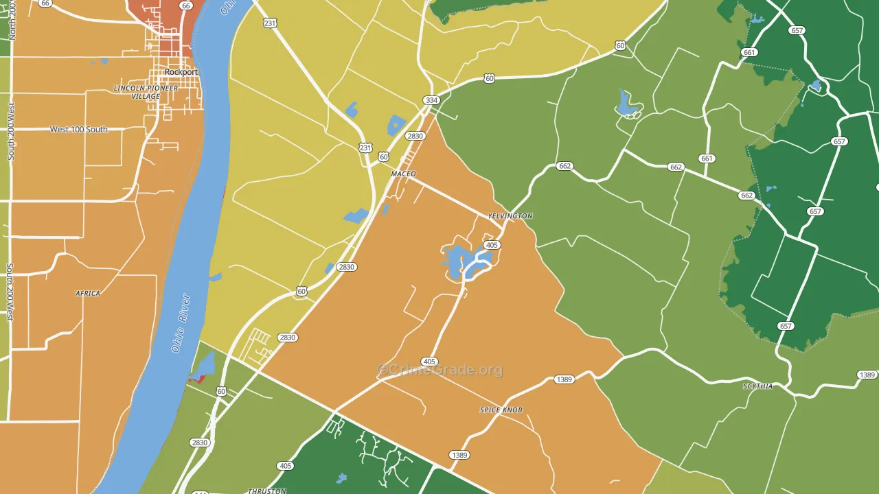 Maceo, KY Map of Vandalism Rates