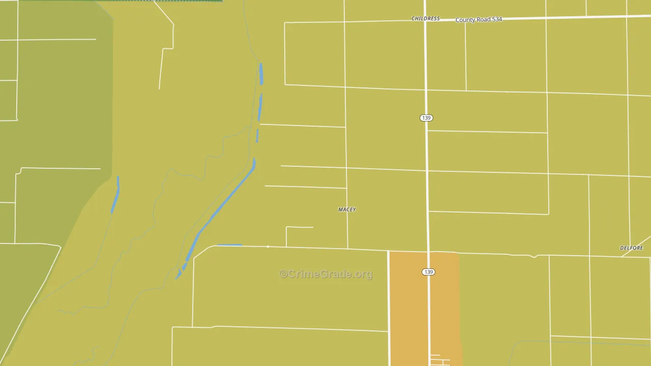 Macey, AR Map of Vandalism Rates