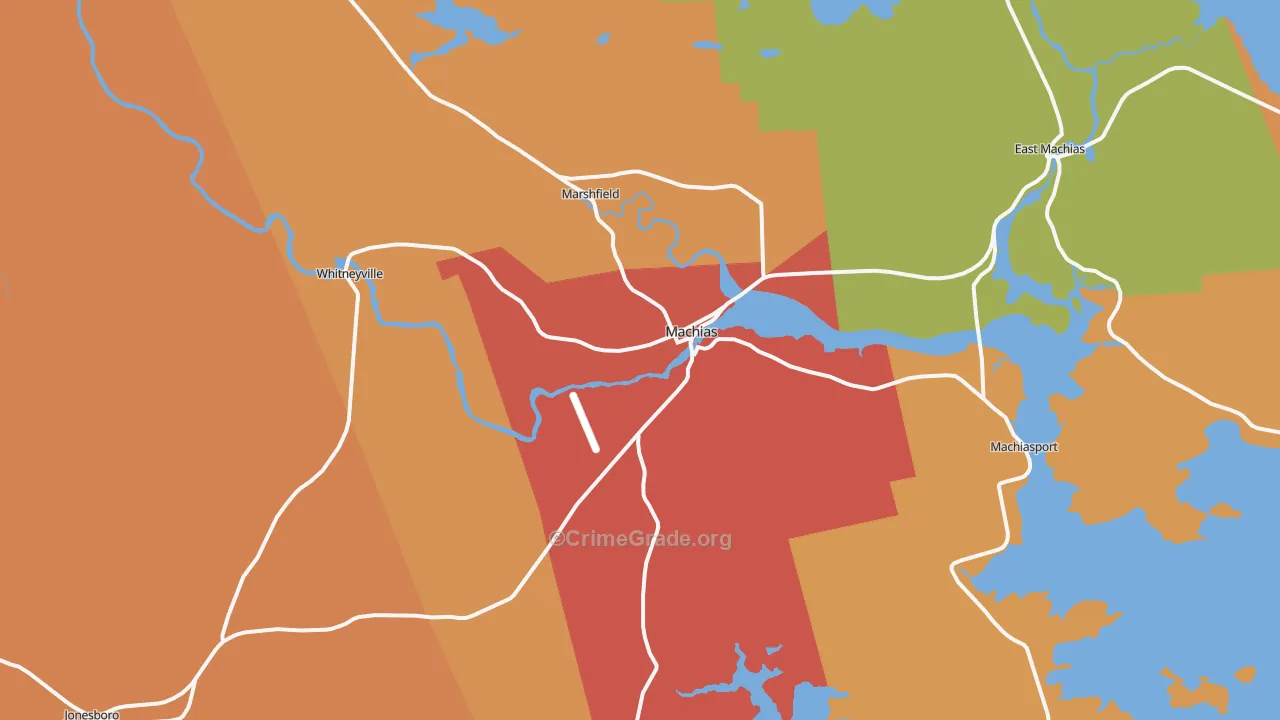 Machias, ME Map of Vandalism Rates