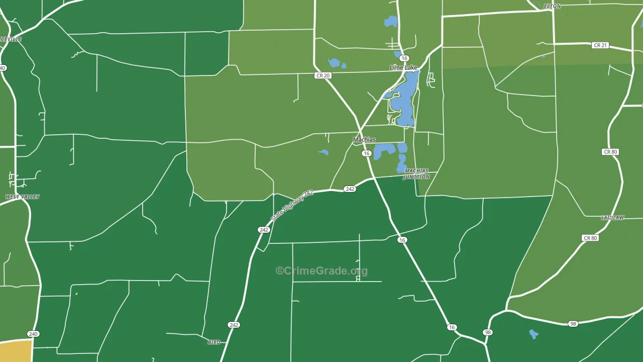 Machias, NY Map of Vandalism Rates