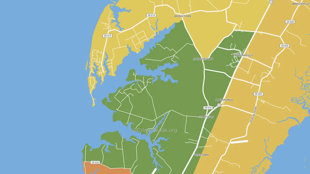 Machipongo, VA Map of Vandalism Rates
