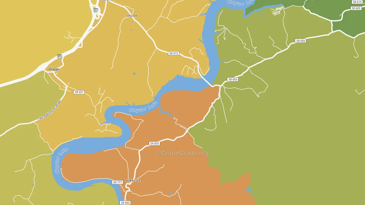Mack Creek Village, VA Map of Vandalism Rates