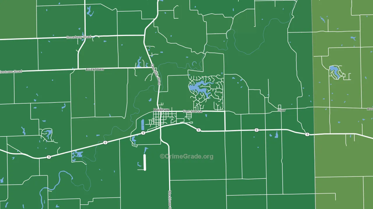 Mackinaw, IL Map of Vandalism Rates