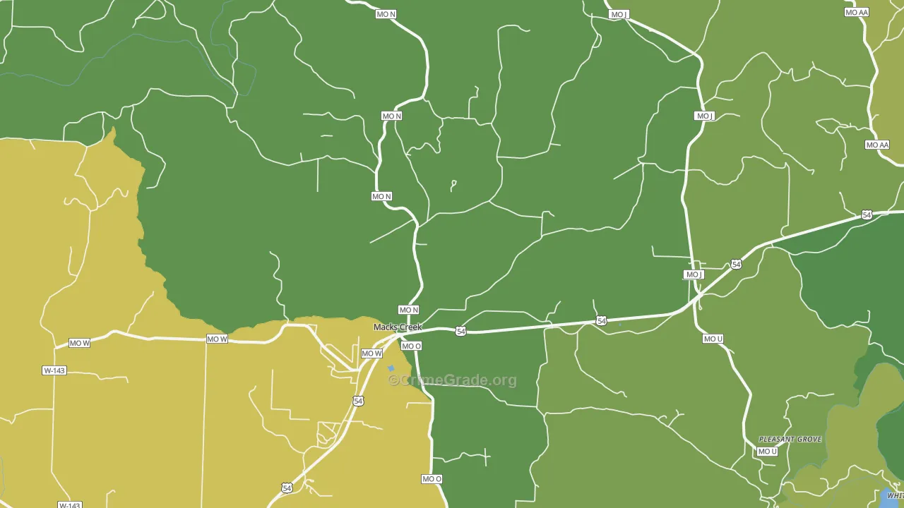 Macks Creek, MO Map of Vandalism Rates