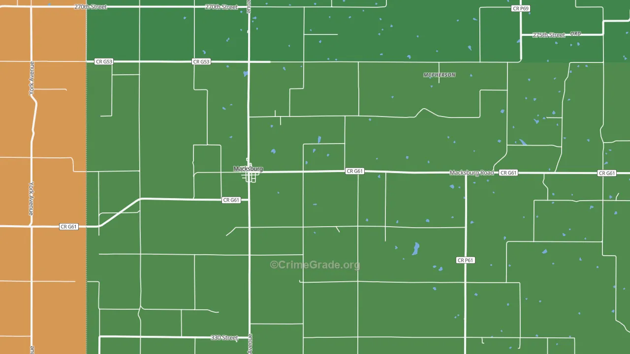 Macksburg, IA Map of Vandalism Rates