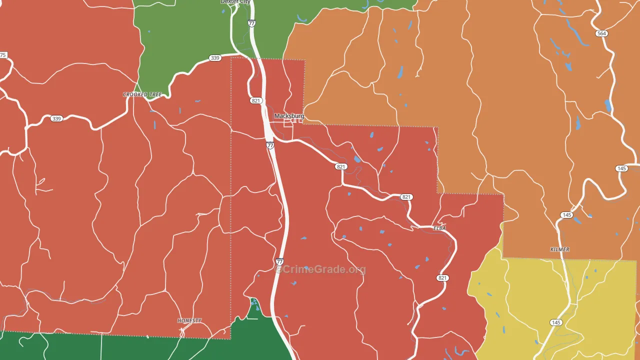 Macksburg, OH Map of Vandalism Rates
