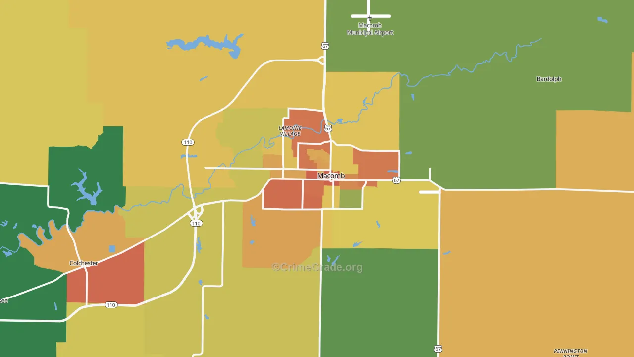 Macomb, IL Map of Vandalism Rates