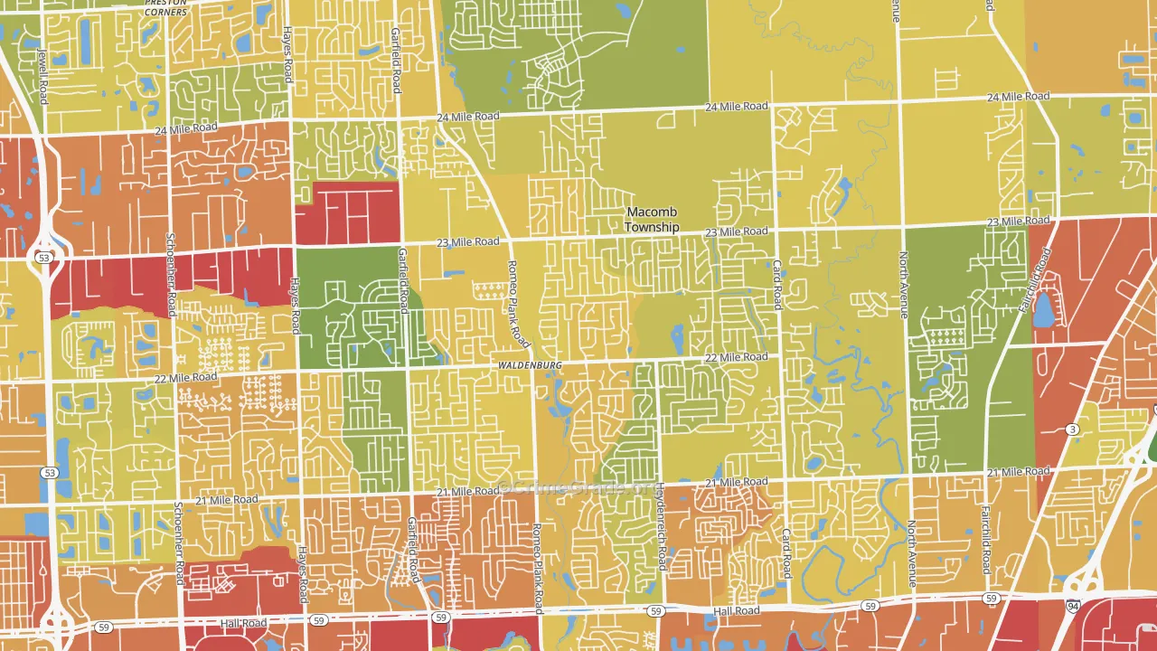 Macomb, MI Map of Vandalism Rates