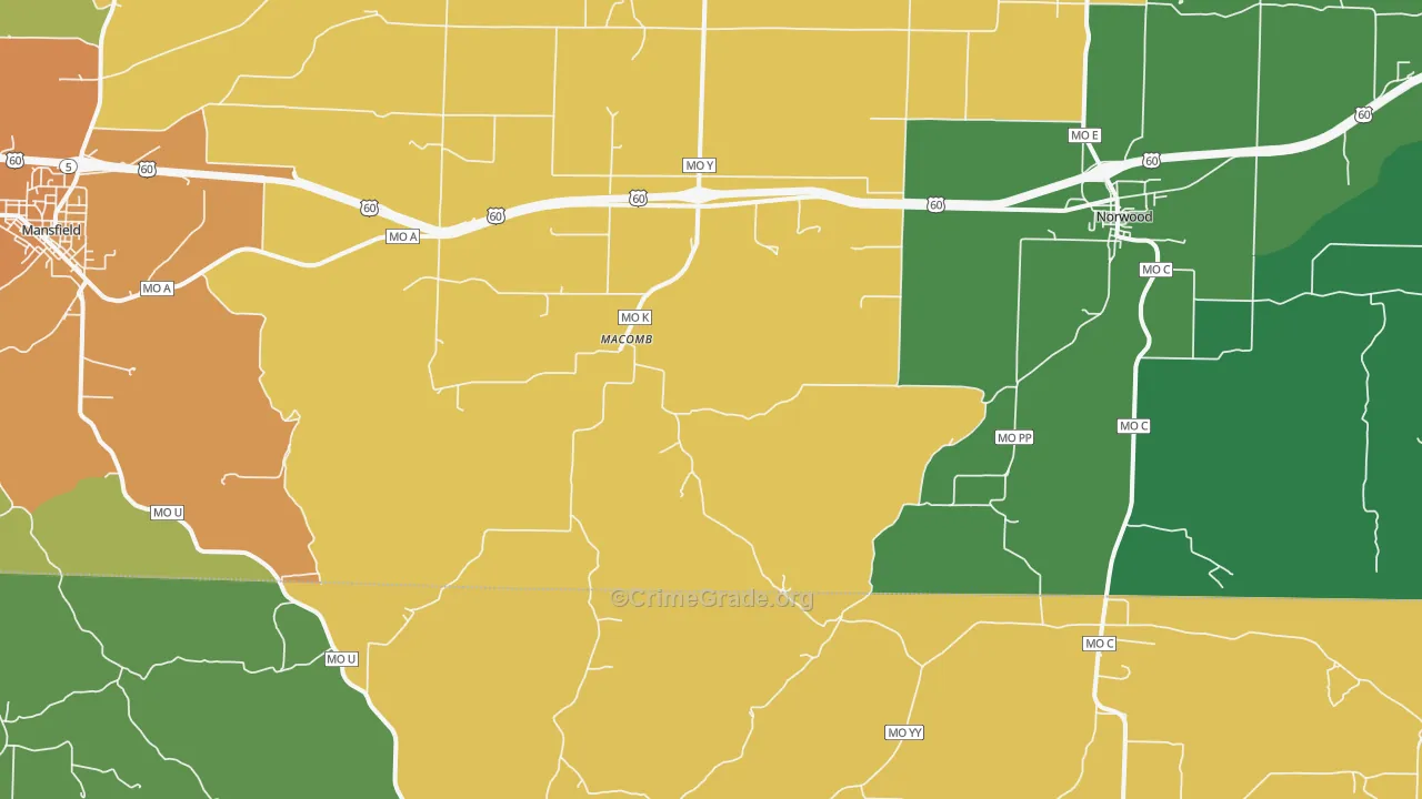 Macomb, MO Map of Vandalism Rates