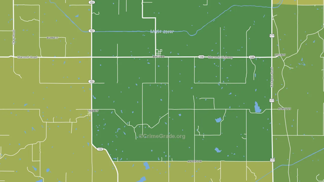 Macomb, OK Map of Vandalism Rates