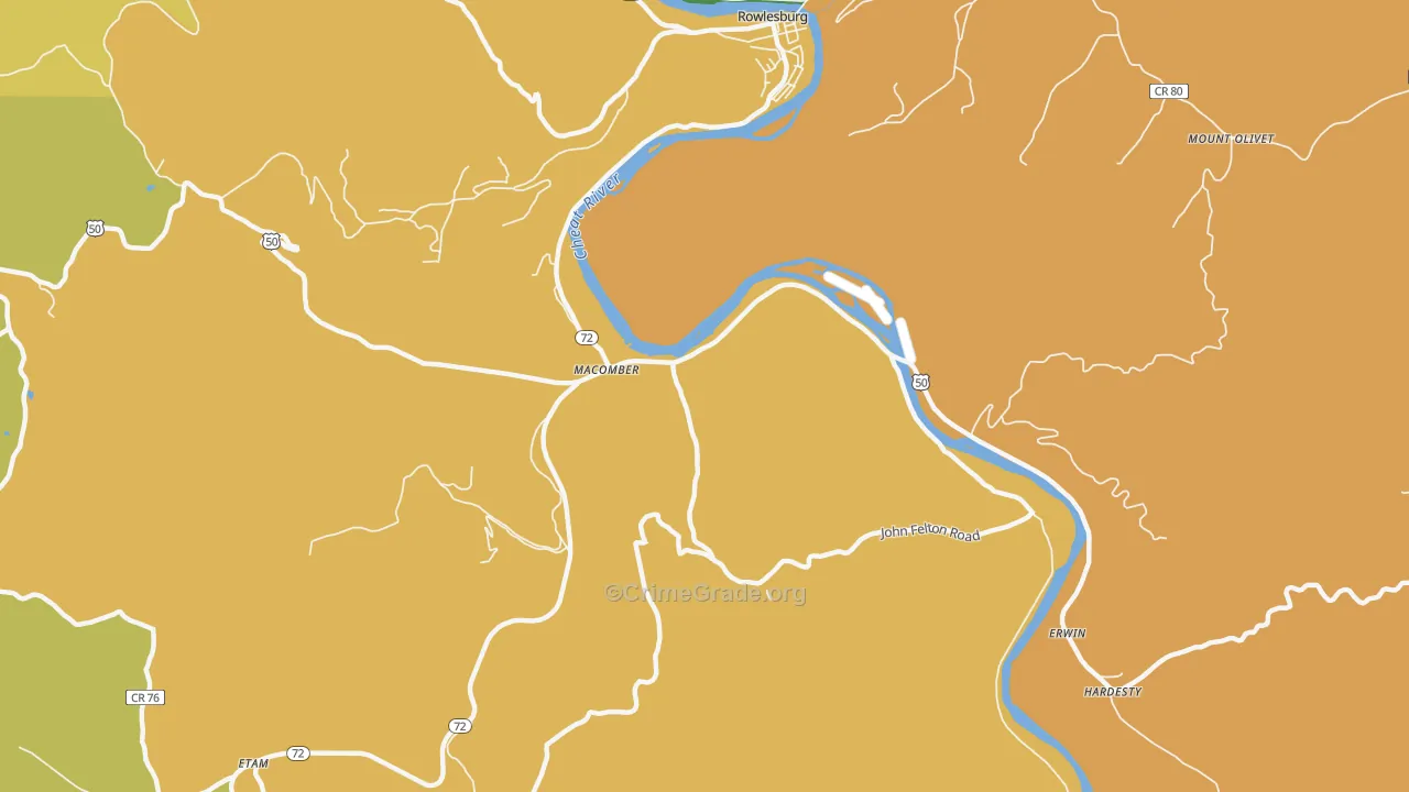 Macomber, WV Map of Vandalism Rates