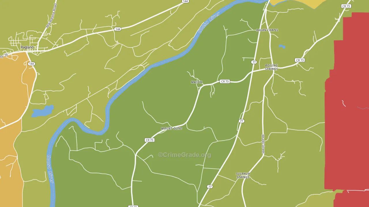 Macon, AL Map of Vandalism Rates