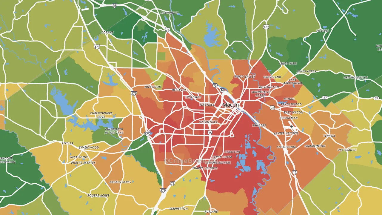 Macon, GA Map of Vandalism Rates