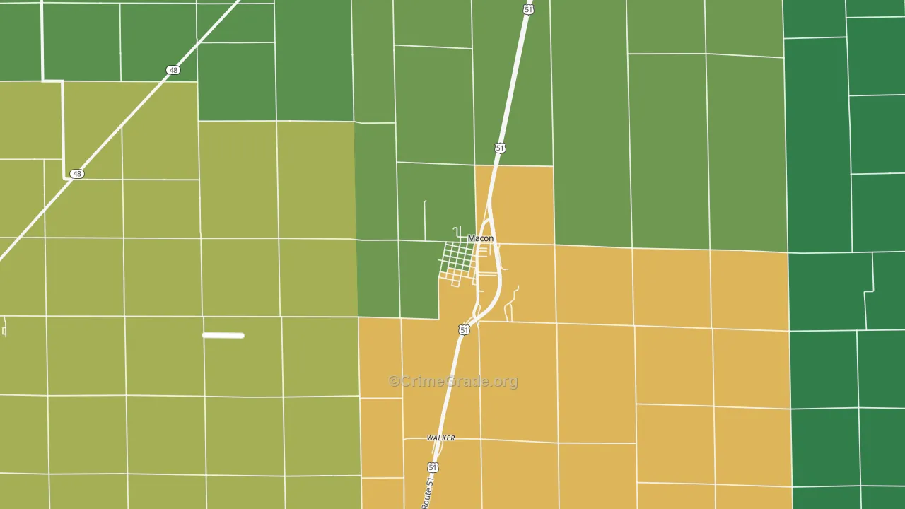 Macon, IL Map of Vandalism Rates