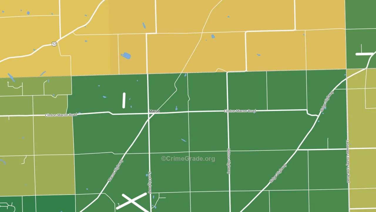 Macon, MI Map of Vandalism Rates