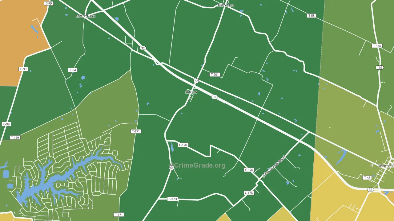 Macon, OH Map of Vandalism Rates