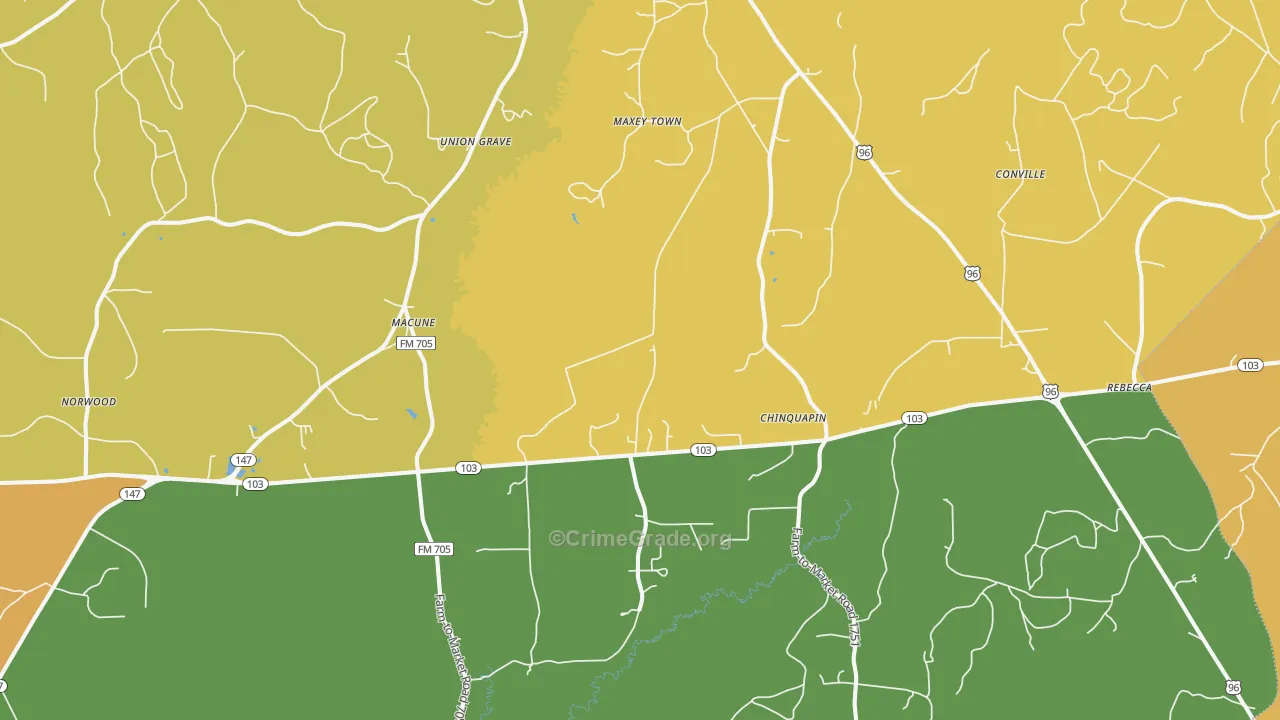 Macune, TX Map of Vandalism Rates