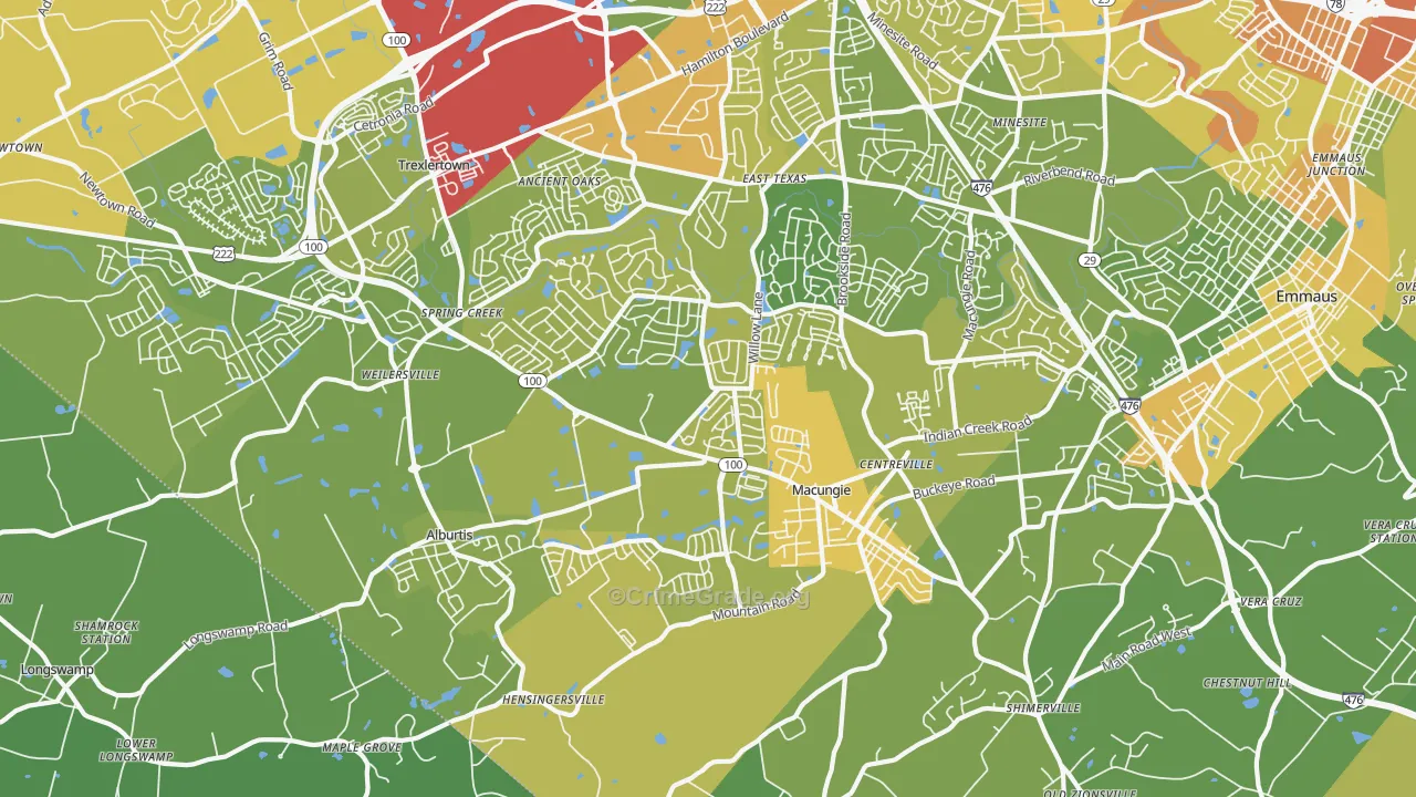 Macungie, PA Map of Vandalism Rates