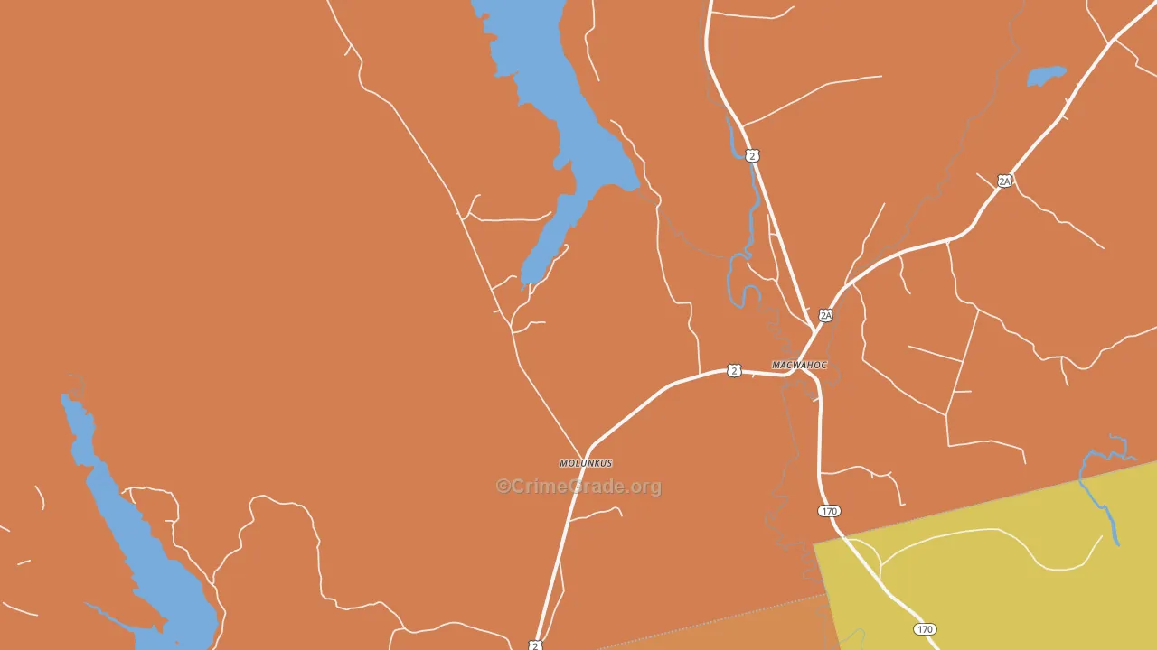 Macwahoc, ME Map of Vandalism Rates