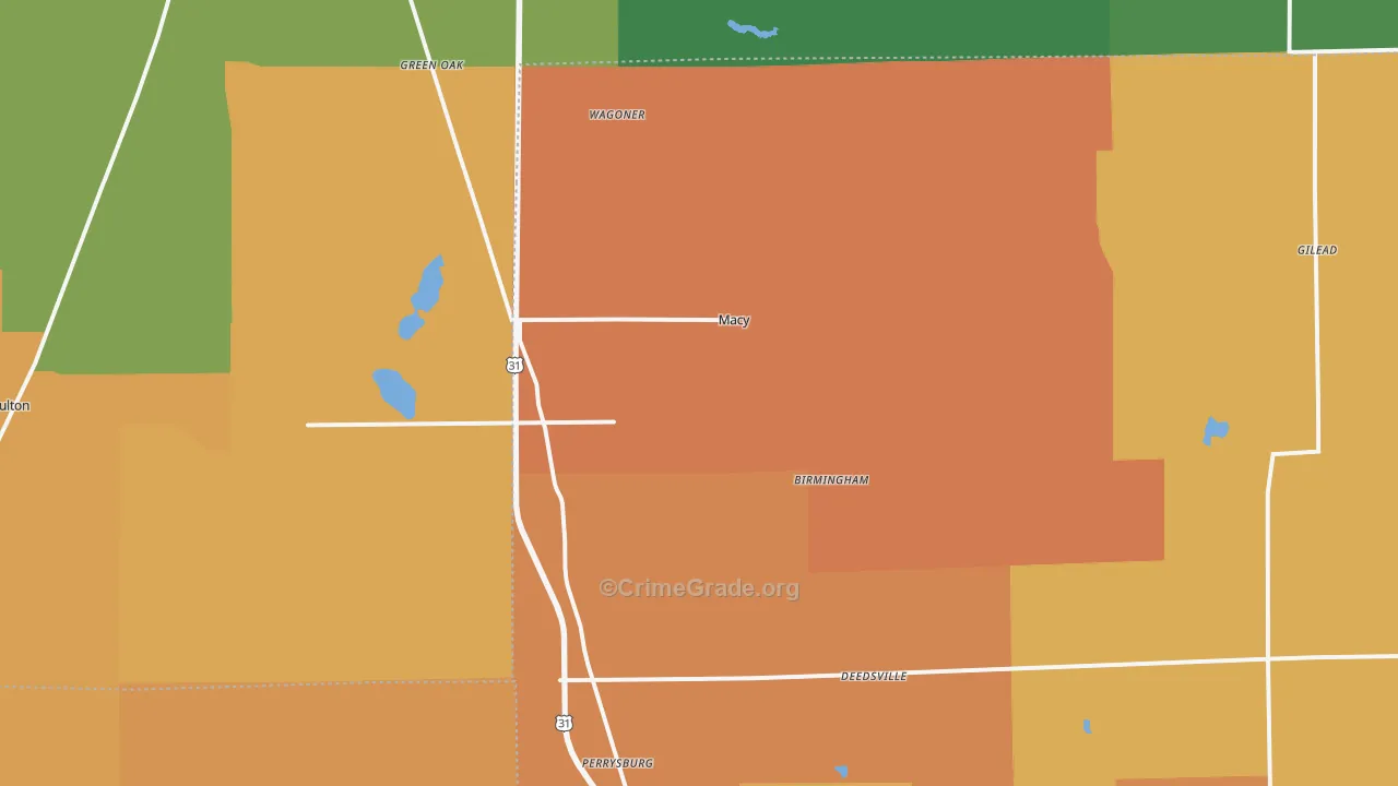Macy, IN Map of Vandalism Rates