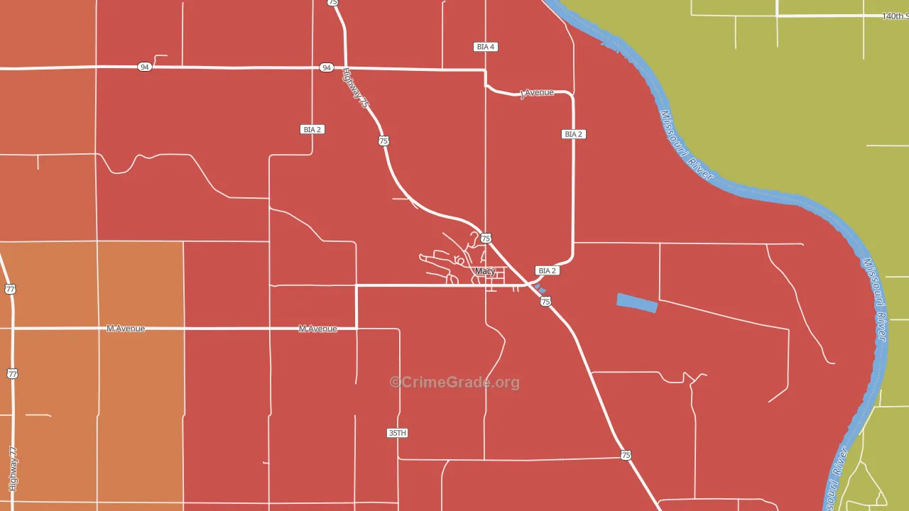 Macy, NE Map of Vandalism Rates