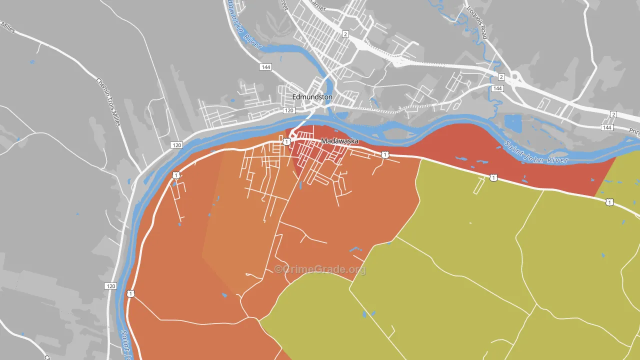 Madawaska, ME Map of Vandalism Rates