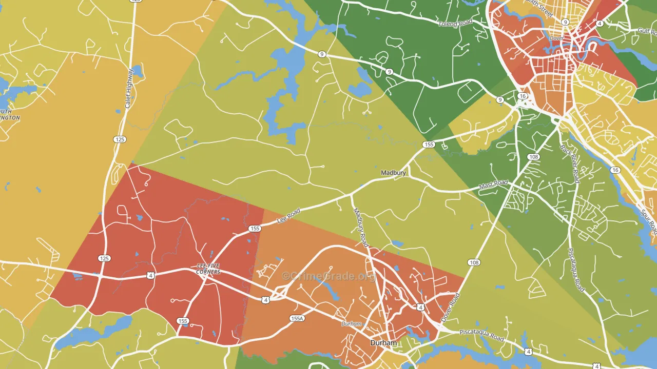 Madbury, NH Map of Vandalism Rates